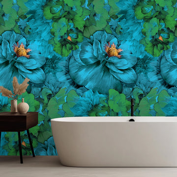 Tickled Blue Removable Bathroom Wallpaper