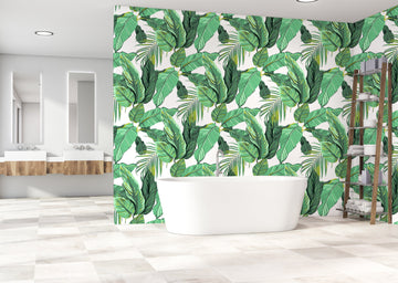 Leafy Greens Removable Bathroom Wallpaper