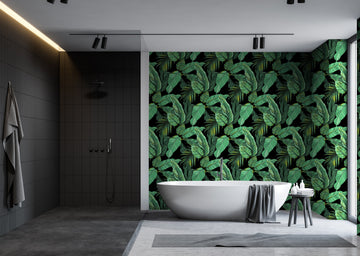 Leafy Greens Removable Bathroom Wallpaper