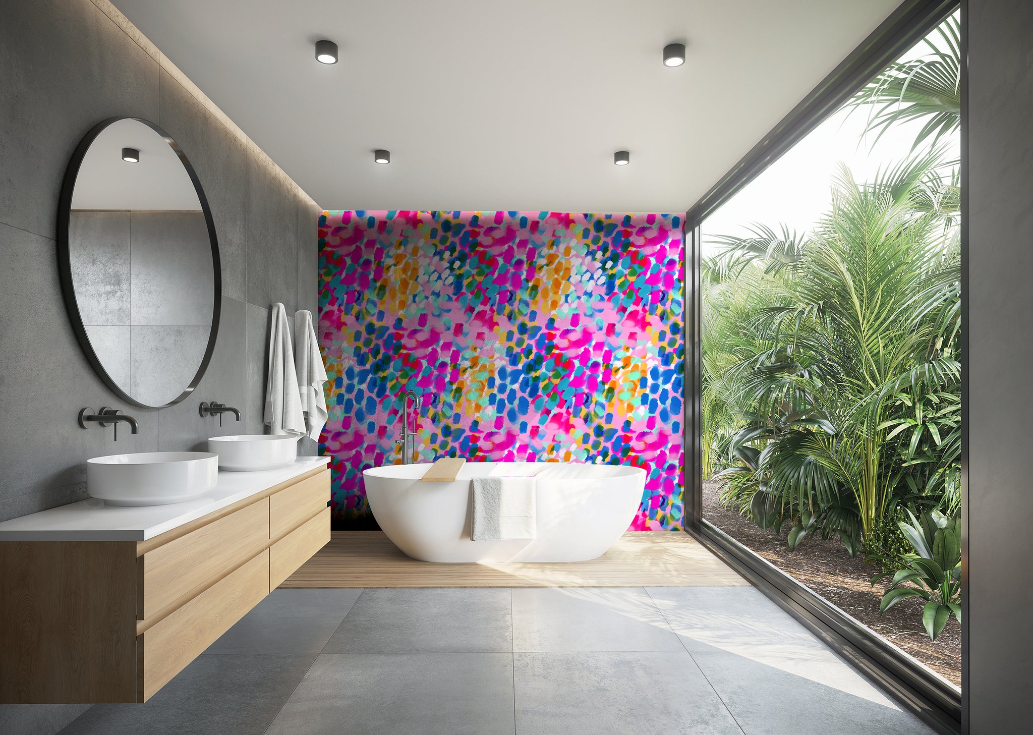Chasing Rainbows Removable Bathroom Wallpaper
